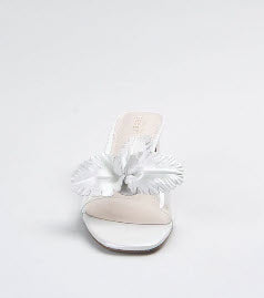 The Vinyl Petal Slide Sandal in Pearl White