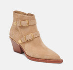 Load image into Gallery viewer, The Western Studded Buckle Bootie in Camel
