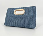 Load image into Gallery viewer, The Straw Handheld Clutch in Navy
