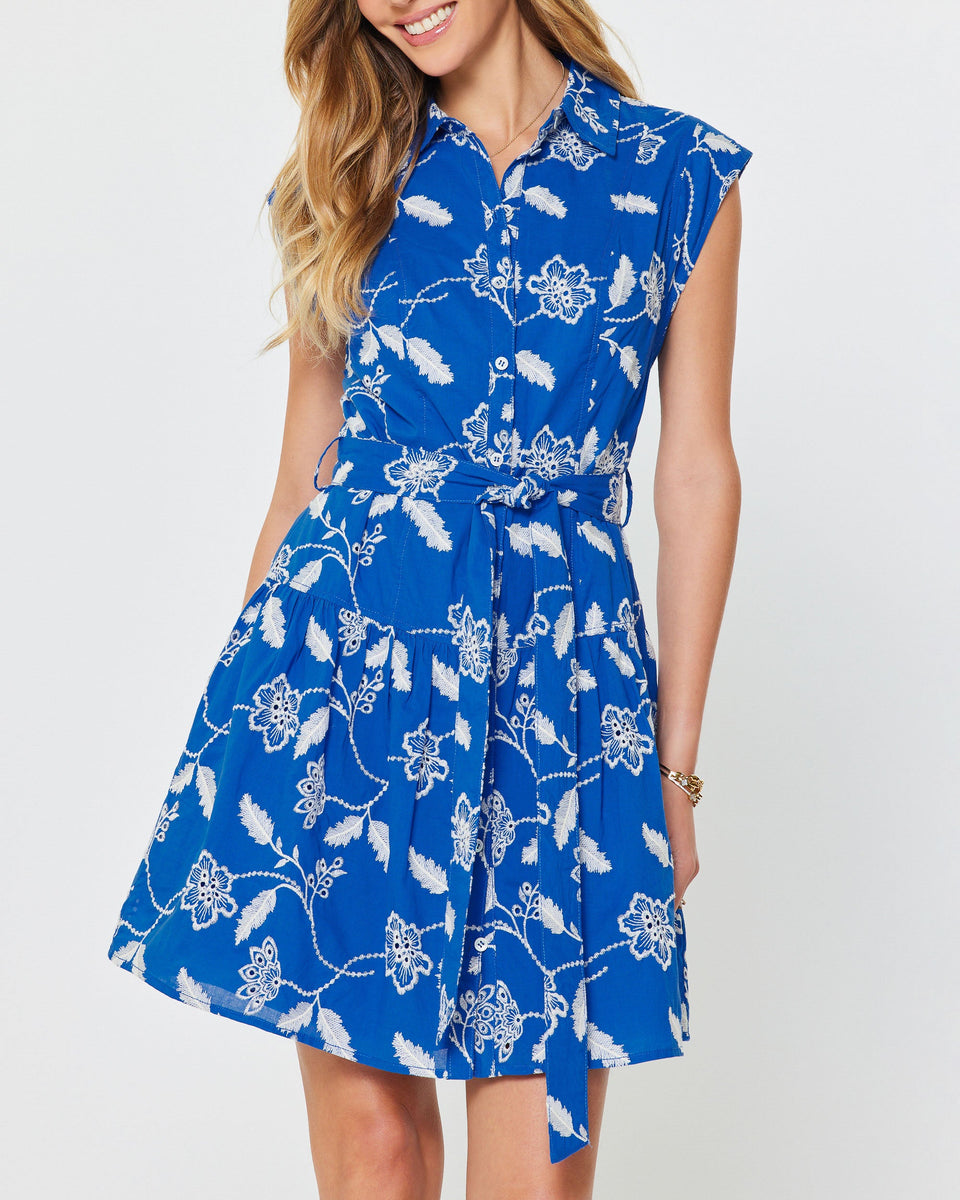 The Embroidered Mini Shirt Dress in Royal Blue – Shoes 'N' More