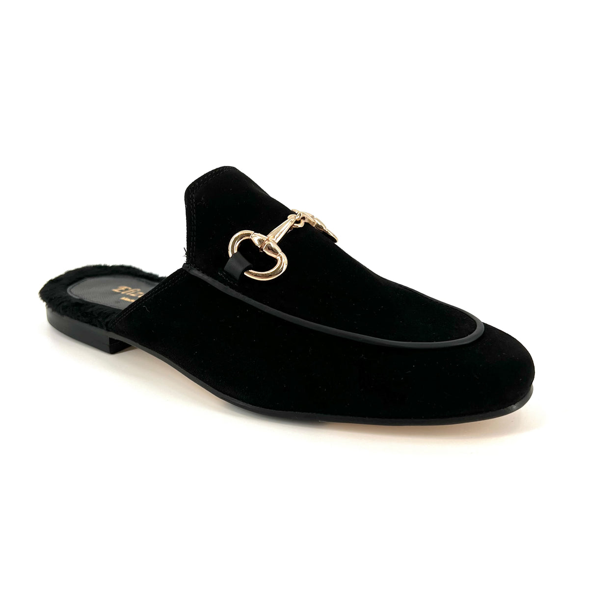 Bitfur - The Loafer Mule with Bit in Black Suede – Shoes 'N