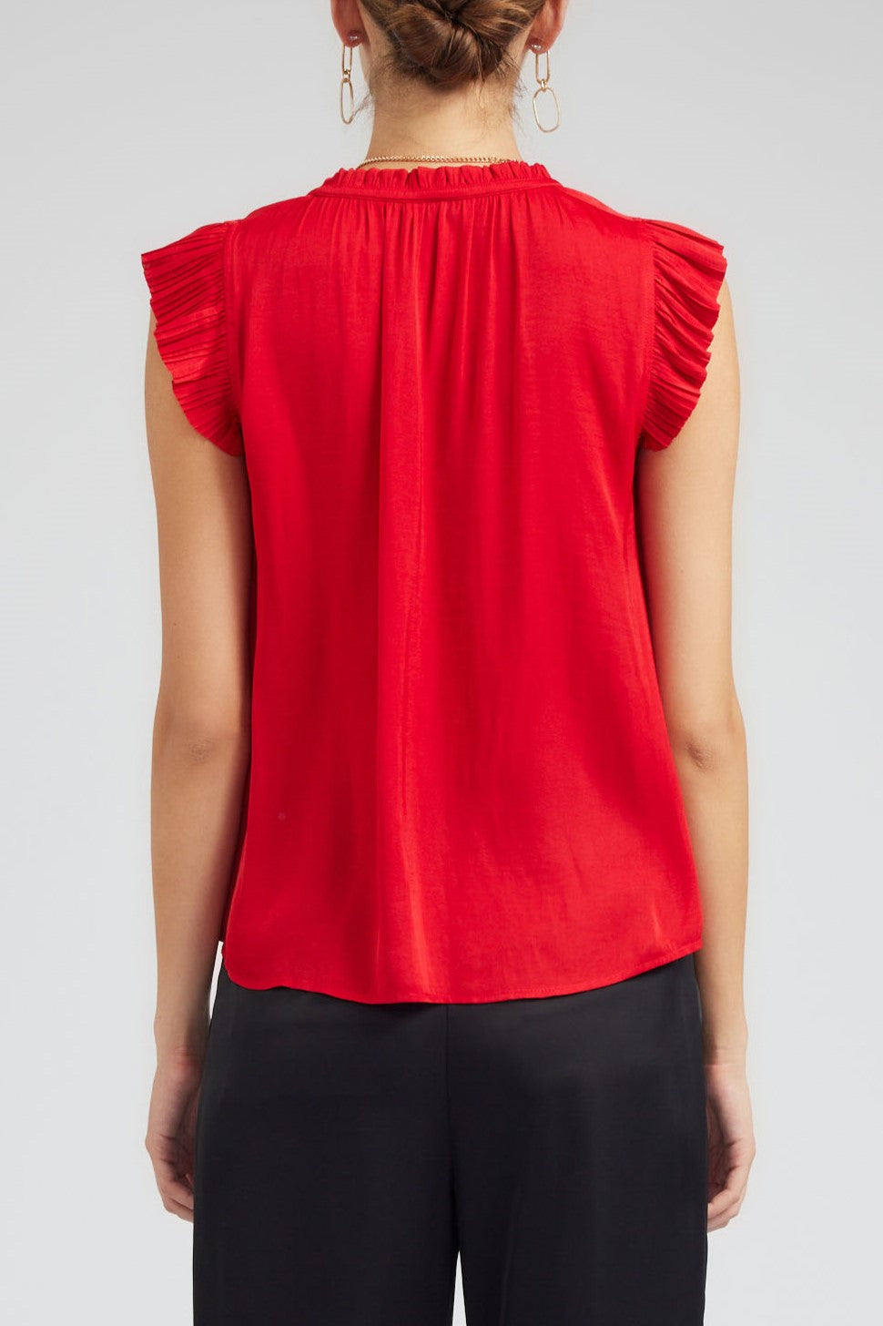 The Flutter Sleeve Blouse in Red