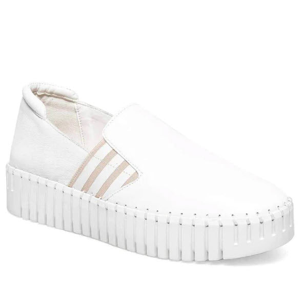 The Leather Slip-On with Side Gore in White