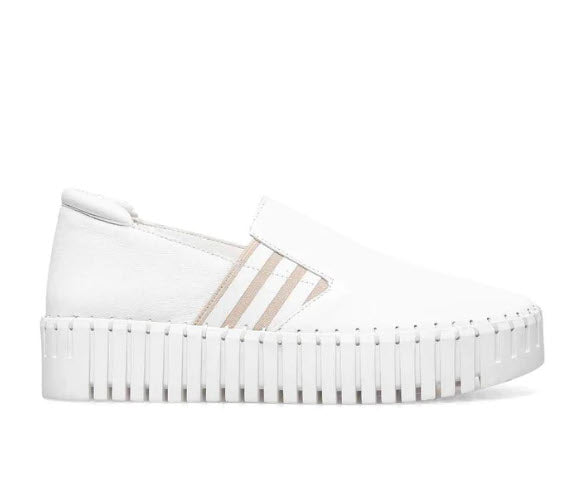 The Leather Slip-On with Side Gore in White