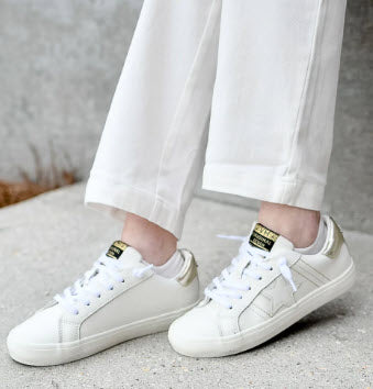 The Star Lace Sneaker With Metallic Stitch in White
