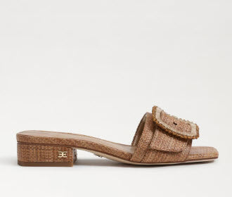 The Raffia Sandal with Beaded Buckle in Cuoio