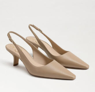 The Sling Back Pointed Pump in Soft Beige