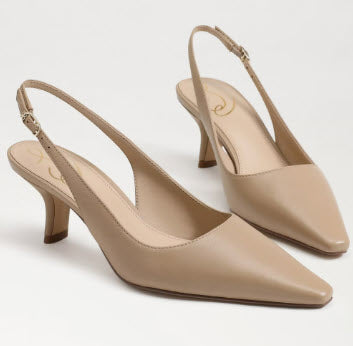 The Sling Back Pointed Pump in Soft Beige