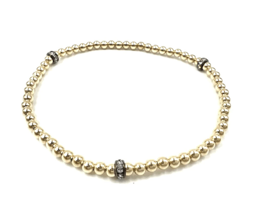 The Single Bead Stretch with 3 Roundels in Gold Crystal
