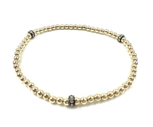 The Single Bead Stretch with 3 Roundels in Gold Crystal