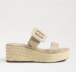 Load image into Gallery viewer, The Raffia Dual Band Espadrille Wedge in Eggshell
