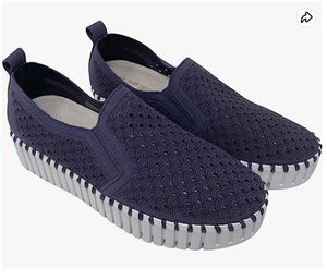 Tulip 141 - The Platform Perforated Slip On in Navy