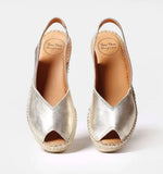 Load image into Gallery viewer, The Peep Toe Espadrille in Platinum
