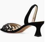 Load image into Gallery viewer, The Crystal Halter Sling Sandal in Black
