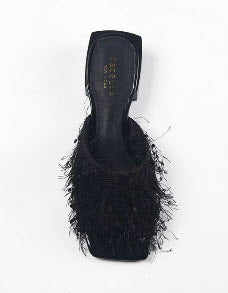The Fringe Slide Sandal in Black