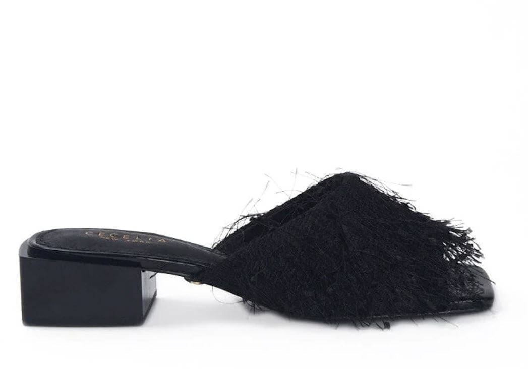 The Fringe Slide Sandal in Black