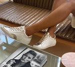 Load image into Gallery viewer, The Gold Lace Sneaker in White Gold
