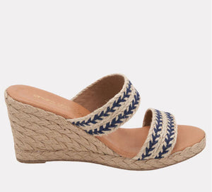 The Woven 2 Band Espadrille in Beige Navy