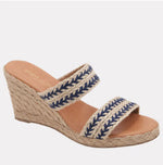 Load image into Gallery viewer, The Woven 2 Band Espadrille in Beige Navy
