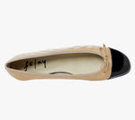 Load image into Gallery viewer, The Quilted Cap Toe Ballet in Beige Black
