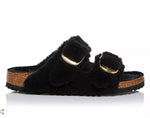 Load image into Gallery viewer, Arizona Big Buckle Shearling - The Birkenstock Signature Double Band Sandal in Black
