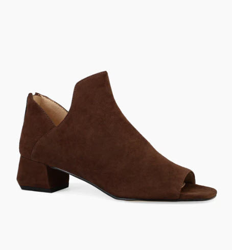 The Open Toe Bootie in Chocolate