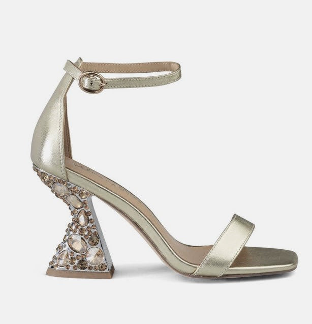 The Jeweled Heel Sandal in Bronze