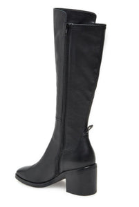 The Tall Stretch Leather Boot in Black