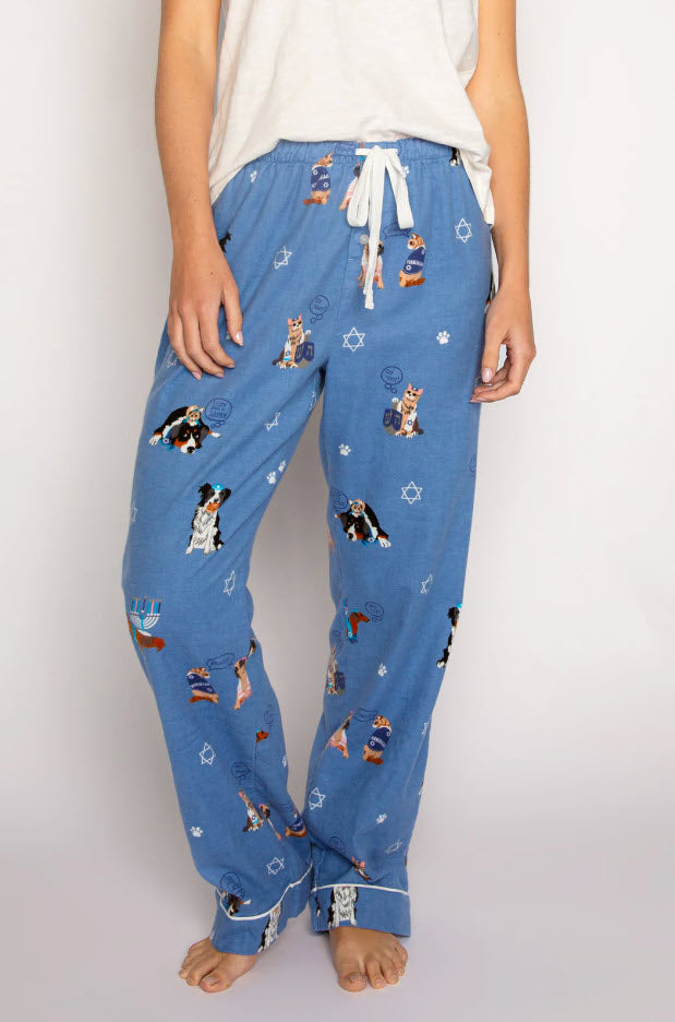 The Hannukah Dogs Flannel Pant in Denim