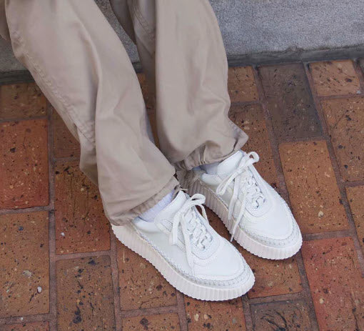 The Crochet Leather Sneaker in White