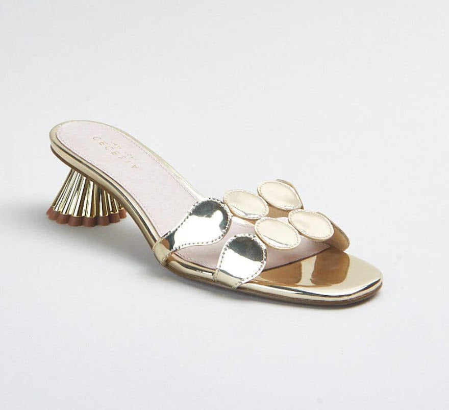 The Circle Slide on Sculpted Heel in Gold