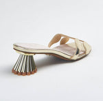 Load image into Gallery viewer, The Circle Slide on Sculpted Heel in Gold
