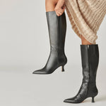 Load image into Gallery viewer, The Tall Boot on Mid Sabrina Heel in Black
