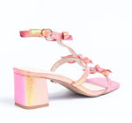 Load image into Gallery viewer, The Block Heel Bow Gladiator Sandal in Pink
