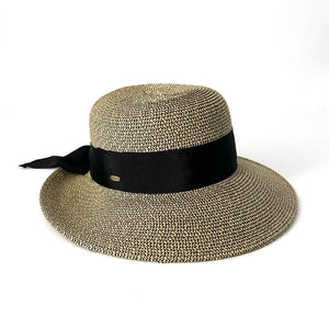 The Paper Braid Sun Hat with Bow in Wheat