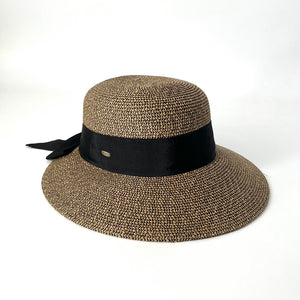 The Paper Braid Sun Hat with Bow in Coffee