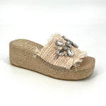 Load image into Gallery viewer, The Crystal Bit Raffia Slide Espadrille Sandal in Natural
