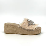 Load image into Gallery viewer, The Crystal Bit Raffia Slide Espadrille Sandal in Natural
