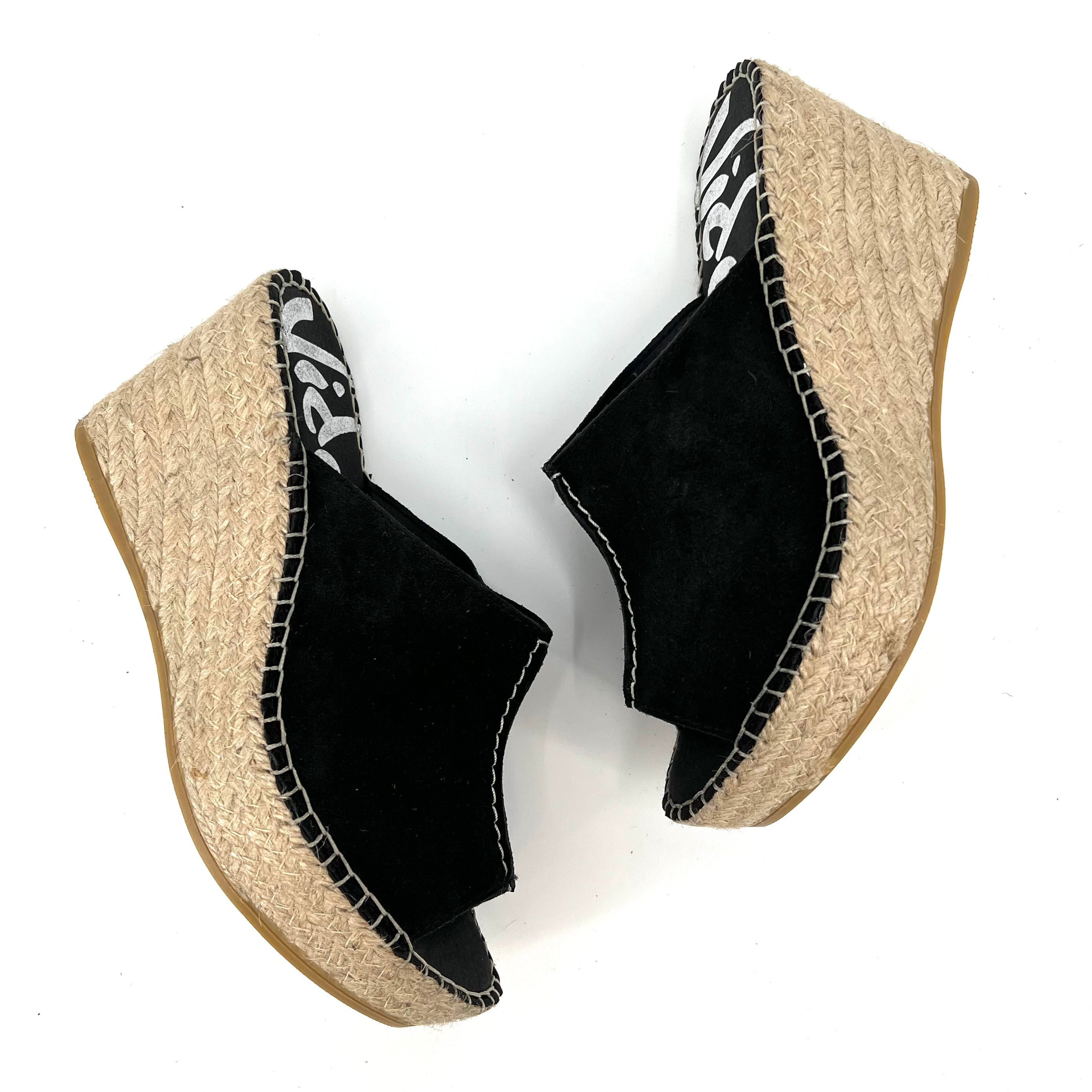 The Center Seam Espadrille Slide Sandal in Black