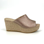 Load image into Gallery viewer, The Center Seam Espadrille Slide Sandal in Metal
