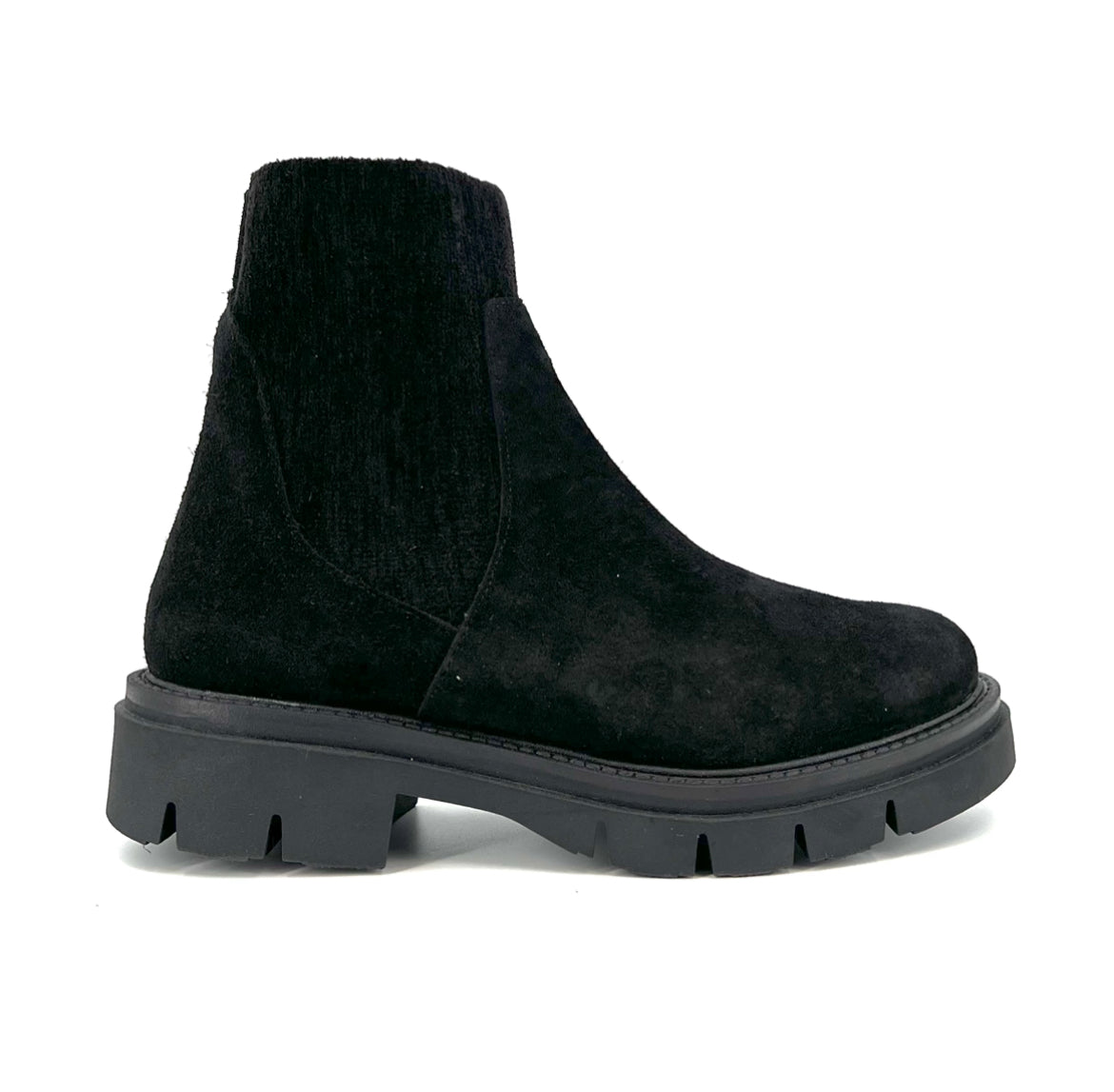 The Bootie with Chenille Knit Elastic Upper in Black
