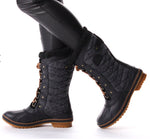 Load image into Gallery viewer, The Quilted Tall Lace Snowboot in Black Gum
