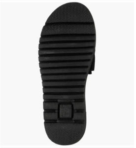 The Ruffle Comfort Slide Sandal in Black