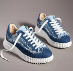 Load image into Gallery viewer, The Frayed Edge Sneaker in Denim
