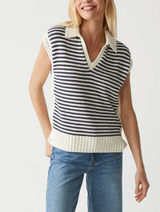 The Sleevles Collared Vest in Nocturnal Stripe