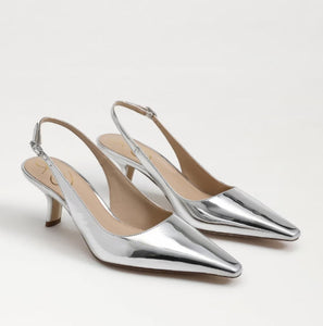 The Sling Back Pointed Pump in Silver