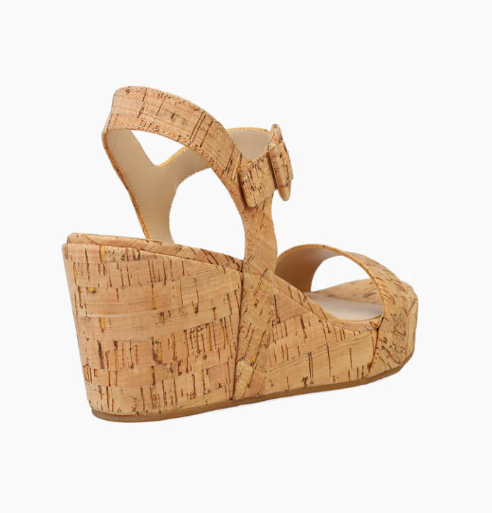The Cork Wedge Sandal in Natural