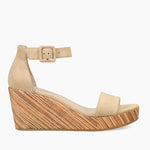 Load image into Gallery viewer, The Faux Wood Wrapped Wedge Sandal in Latte
