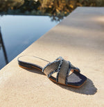 Load image into Gallery viewer, The Frayed Edge X Band Chain Sandal in Indigo
