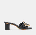 Load image into Gallery viewer, The Slide Sandal with Oversized Gold Buckle in Black

